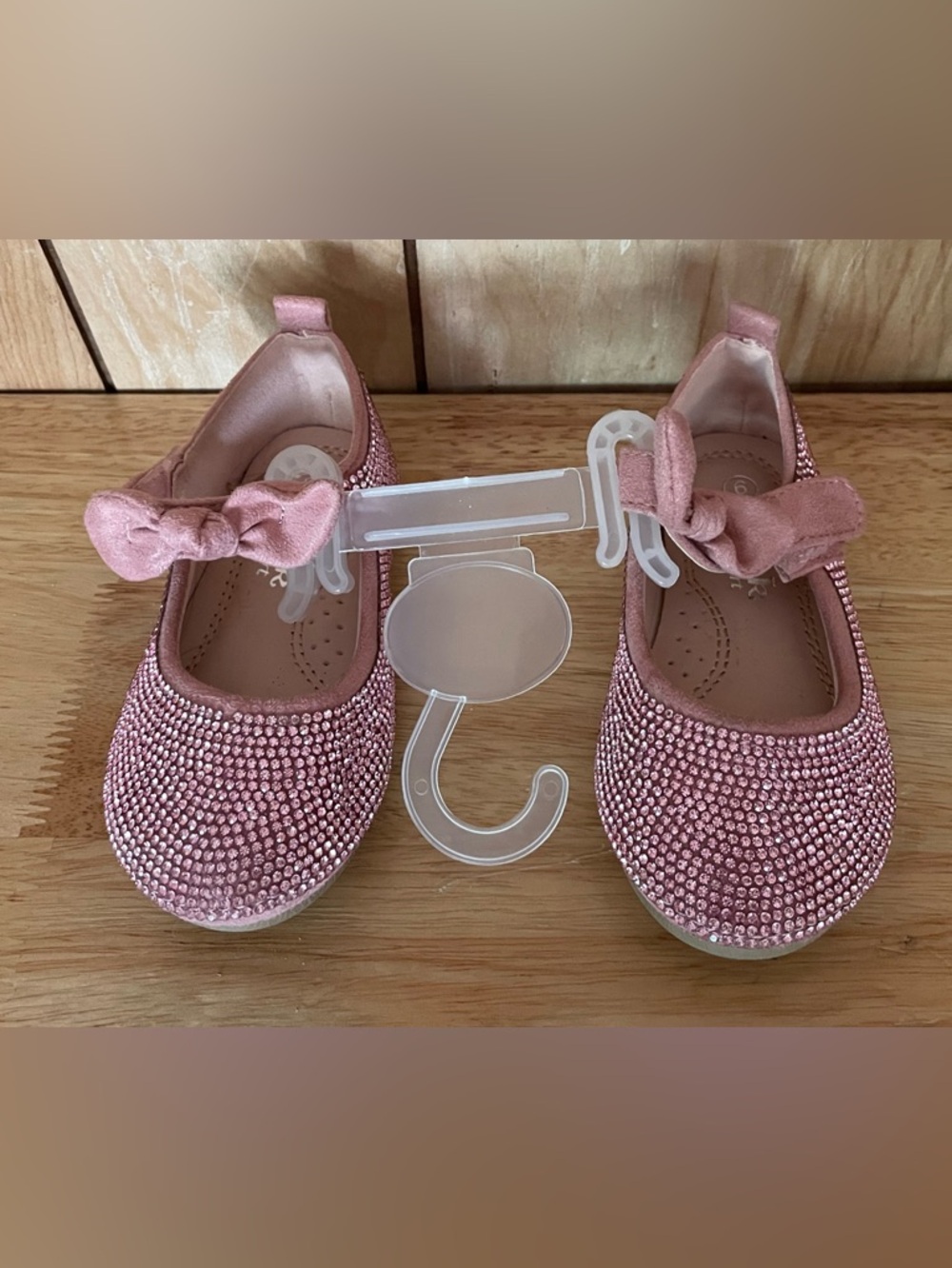 New Lina Pink Rhinestone Bow Mary Jane Dress Shoes Sparkly Slipon Girls Size 6